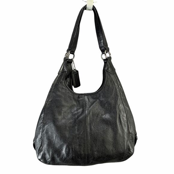 Coach Madison Maggie Shoulder Bag Black Pebbled Leather Designer Hobo Purse - Picture 3 of 16